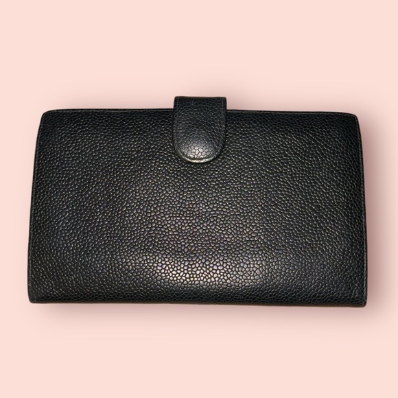CHANEL | Black Caviar Leather Large CC Flap Wallet with Snap Closure - Picture 2 of 4
